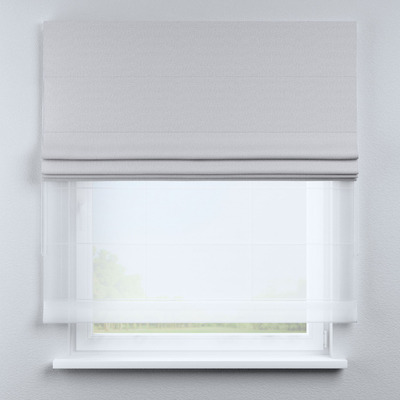 Voile and fabric roman blind (DUO II) in collection Blackout Softy, fabric: 269-20