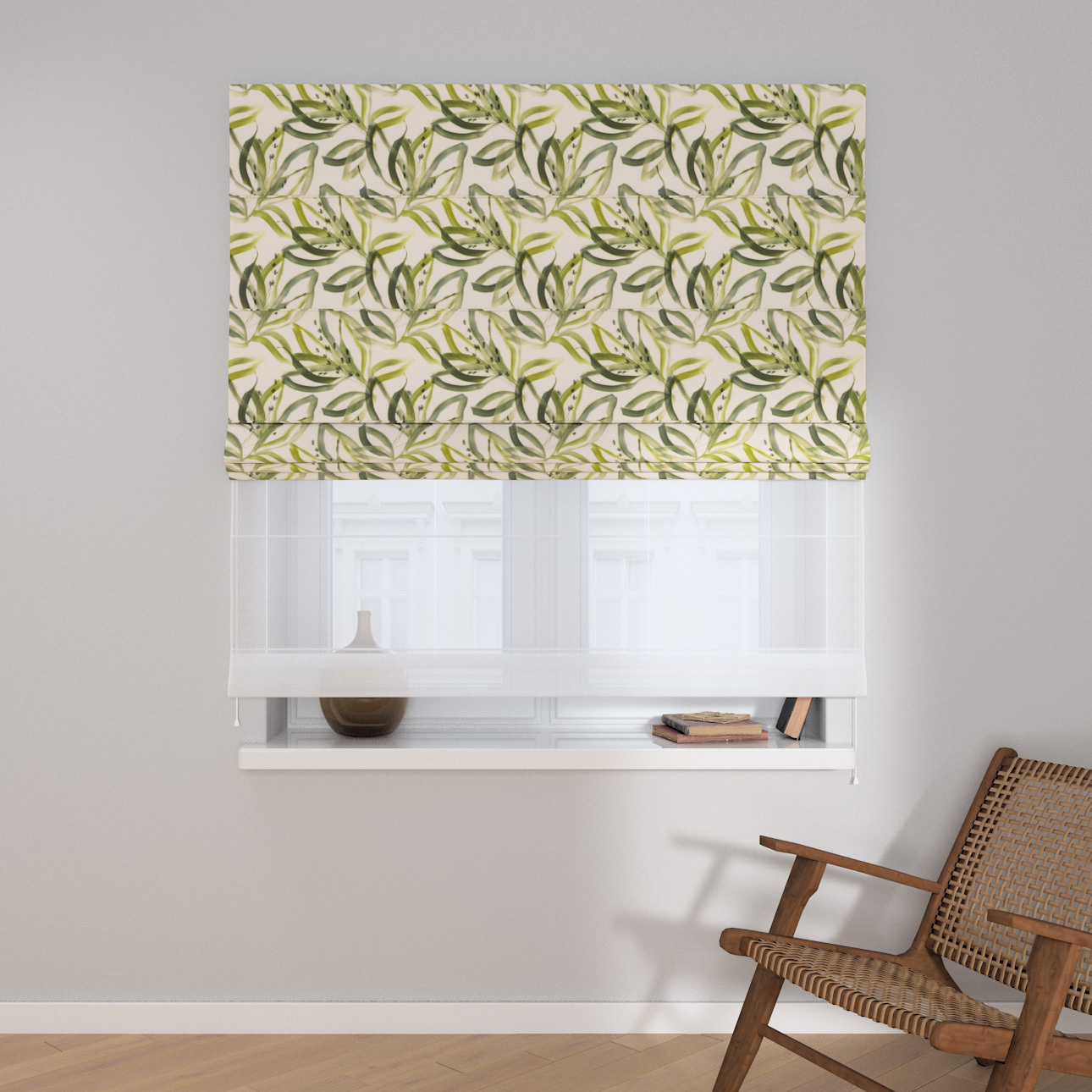 Dekoria Doppelraffrollo Duo, weiß-grün, 100 x 170 cm günstig online kaufen