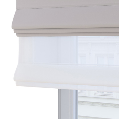 Voile and fabric roman blind (DUO II) in collection Royal Blackout, fabric: 269-42