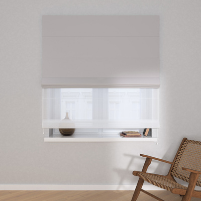 Voile and fabric roman blind (DUO II) in collection Royal Blackout, fabric: 269-42