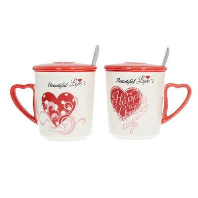 Zestaw kubków Beautiful Love I z przykrywką 350ml 27x16,5x9,5cm