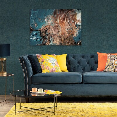 Obraz na plátně Puring Blue&Gold 70 x 100 cm