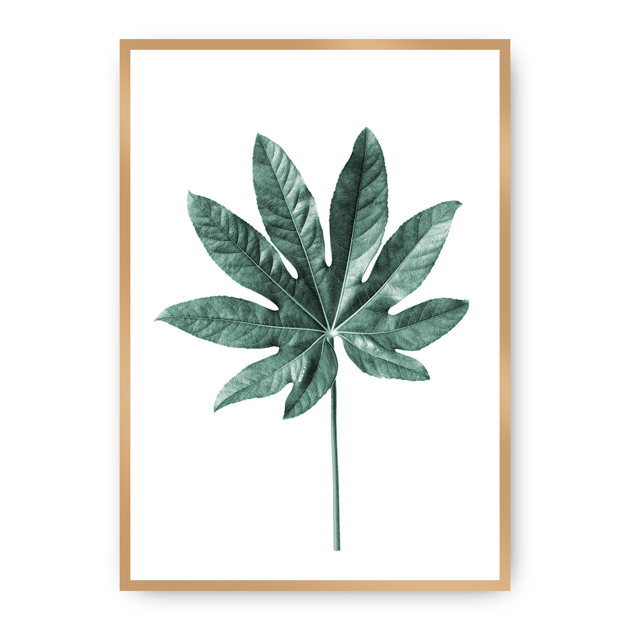 Dekoria Plakát Leaf Emerald Green, 21 x 30 cm, Ramka: Złota