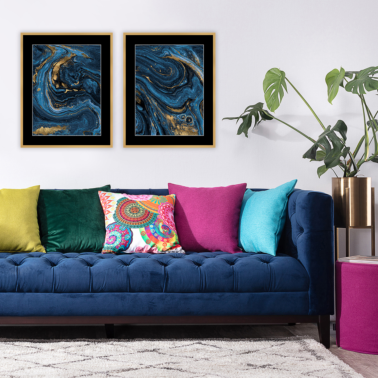 Bild Abstract Blue&Gold I, 30x50cm günstig online kaufen