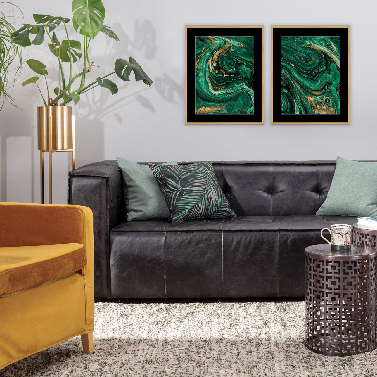 Bild Abstract Green&Gold I 40 x 50cm, 40 x 50cm günstig online kaufen