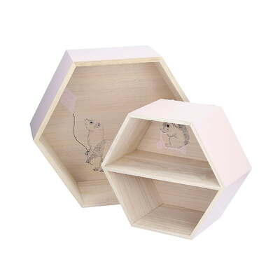 Hexagon pink shelf 36cm 40x16x36cm