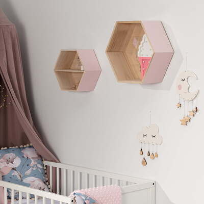 Pink shelves for nursery on sale