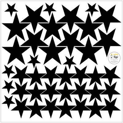 Aufkleber-Set Mini Stars black