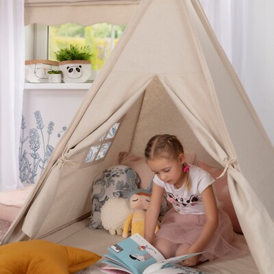 Tipi-Zelt 110x110x155cm von der Kollektion Happiness, Stoff: 133-65