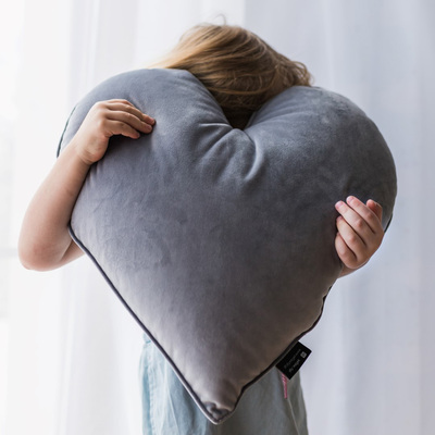 Grey love heart cushion hotsell