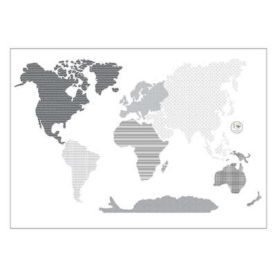Aufkleber  World Map Black