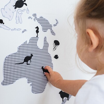 World Map juodas lipdukas 155x88 cm