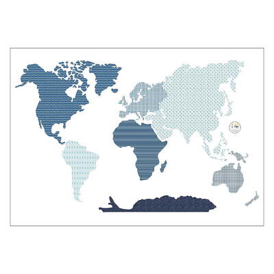 World Map mėlynas sienos lipdukas