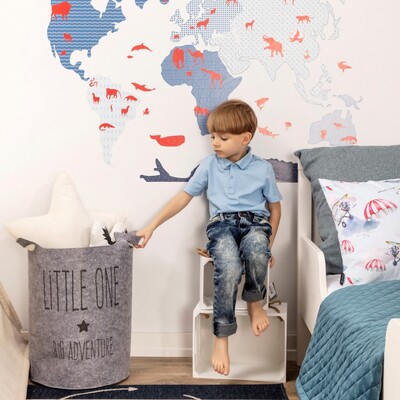 World Map mėlynas sienos lipdukas