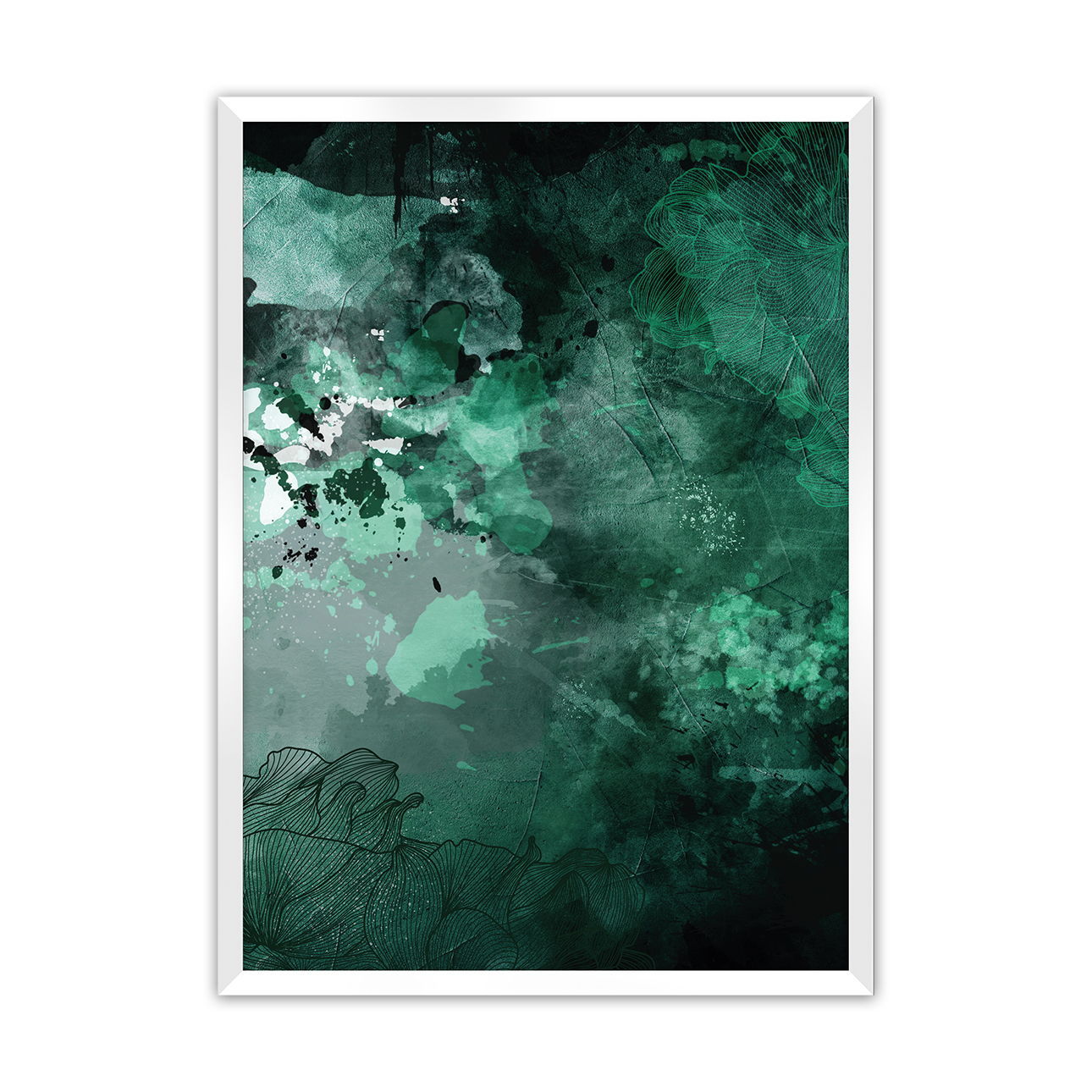 Poster Abstract Green, Rahmen wählen: weiss günstig online kaufen