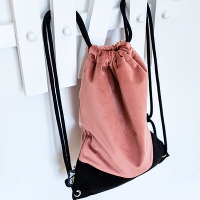 Kiddy Velvet string backpack 28x40cm in collection Posh Velvet, fabric: 704-16