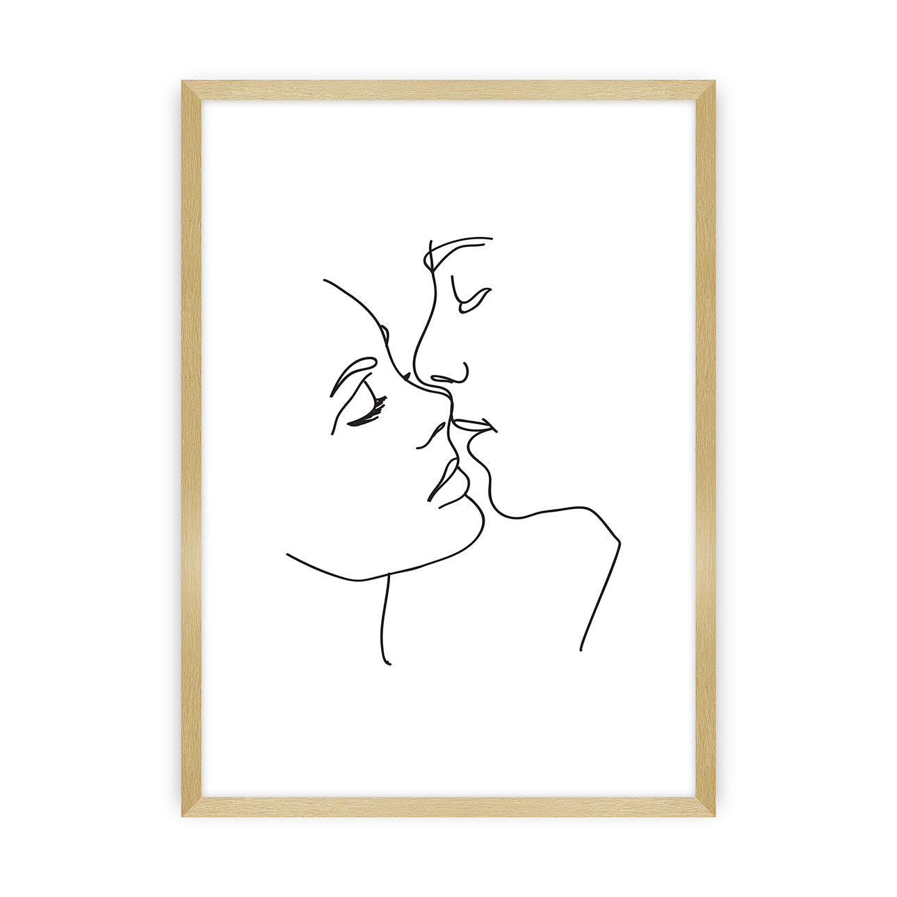 Poster Kiss Line, 70 x 100 cm, Rahmen wählen: Złota günstig online kaufen