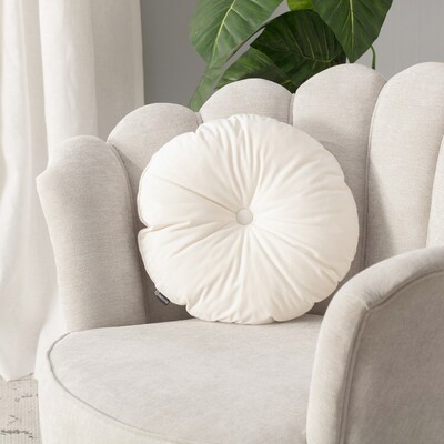 Rund velourpude ⌀37 cm fra kollektionen Velvet, Stof: 704-36