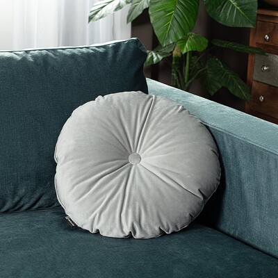 Round pillow with button ⌀40 cm in collection Velvet, fabric: 704-11