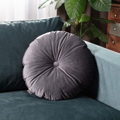 Bársony kerek párna gombbal ⌀40 cm a kollekcióból Velvet  Lakástextil, Dekoranyag: 704-12