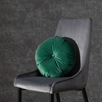 Rund velourpude ⌀37 cm fra kollektionen Velvet, Stof: 704-13