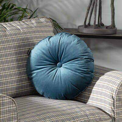 Rund velourpude ⌀37 cm fra kollektionen Velvet, Stof: 704-16