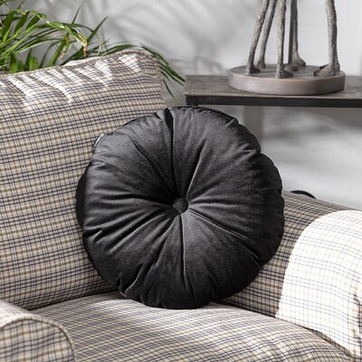 Rund velourpude ⌀37 cm fra kollektionen Velvet, Stof: 704-17