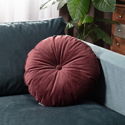 Rund velourpude ⌀37 cm fra kollektionen Velvet, Stof: 704-37