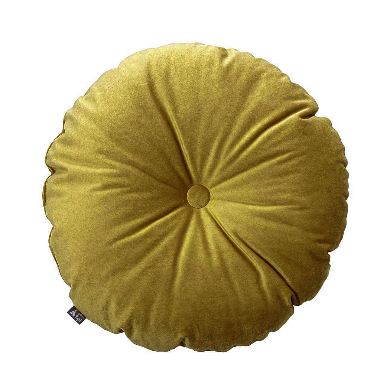 Dekoria Sametový polštář s knoflíkem, olivově zelená, ⌀37 cm, Velvet, 704-27