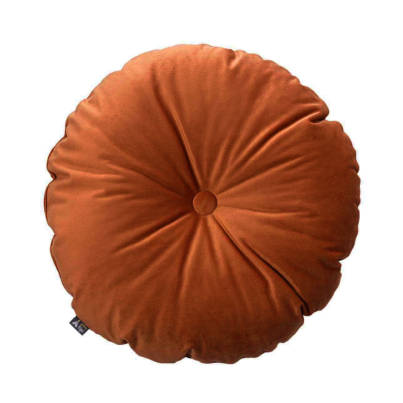 Dekoria Sametový polštář s knoflíkem, rezavá, ⌀37 cm, Velvet, 704-33