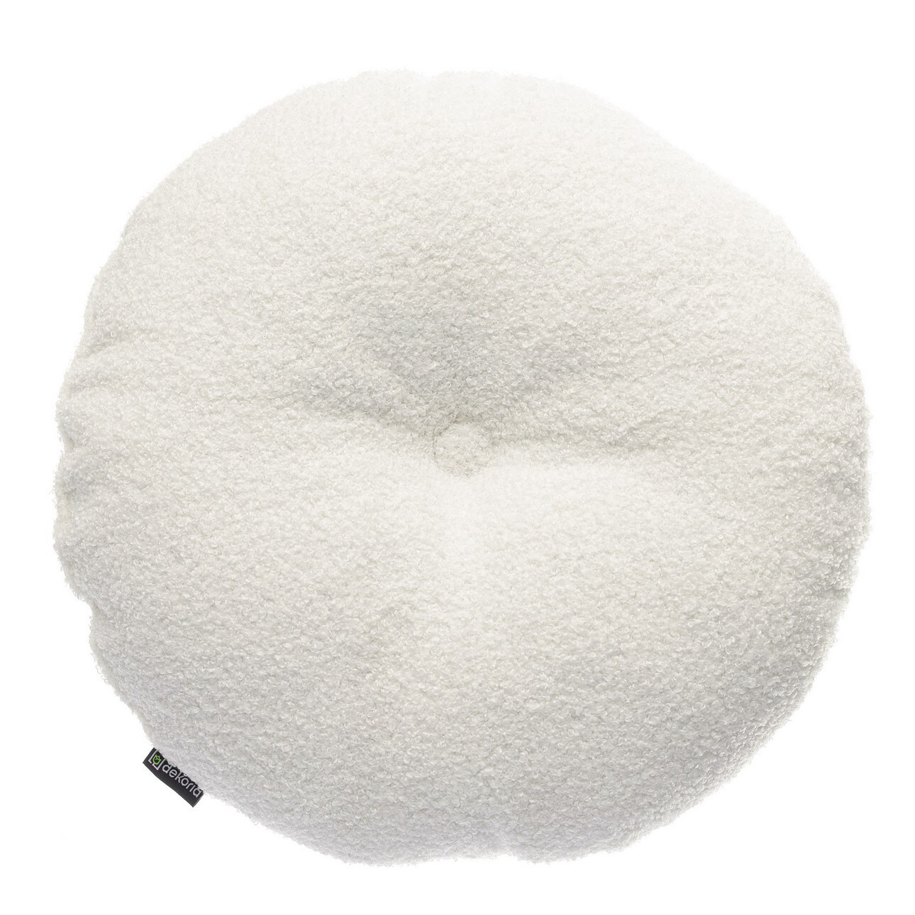 Dekoria Sametový polštář s knoflíkem, bílá, ⌀37 cm, Teddy, 702-80