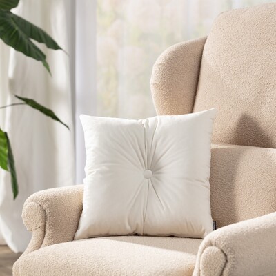 Square velvet cushion with button 40 x 40 cm  in collection Velvet, fabric: 704-36