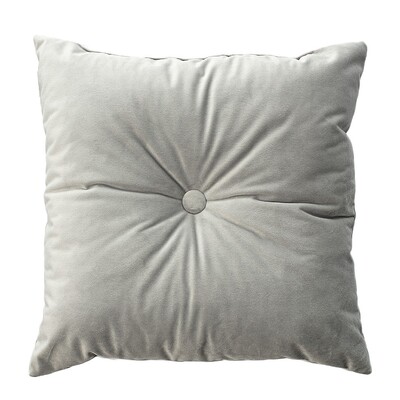 Square velvet cushion with button