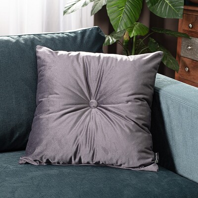 Square velvet cushion with button 40 x 40 cm  in collection Velvet, fabric: 704-12