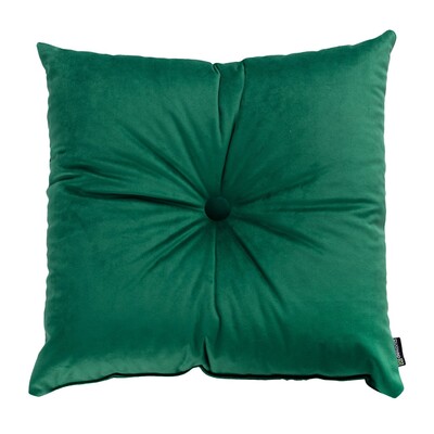 Square velvet cushion with button