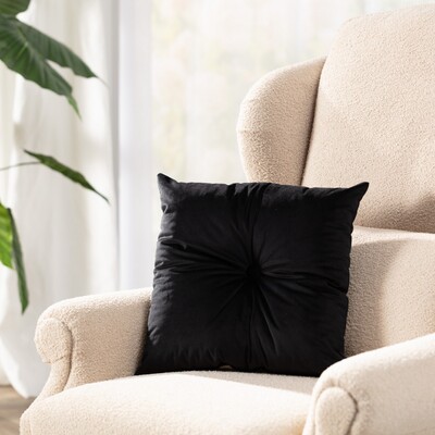 Bársony négyzet alakú párna gombbal 40 x 40 cm  a kollekcióból Velvet  Lakástextil, Dekoranyag: 704-17