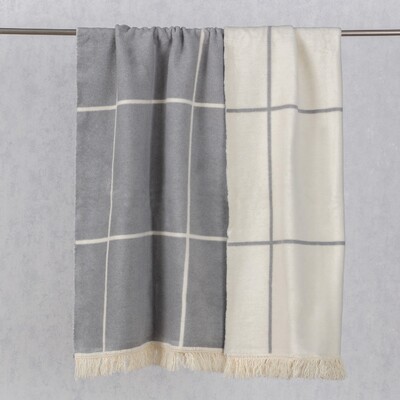Kuscheldecke Cotton Cloud 150x200 Grey&Ecru Check 150 x 200 cm