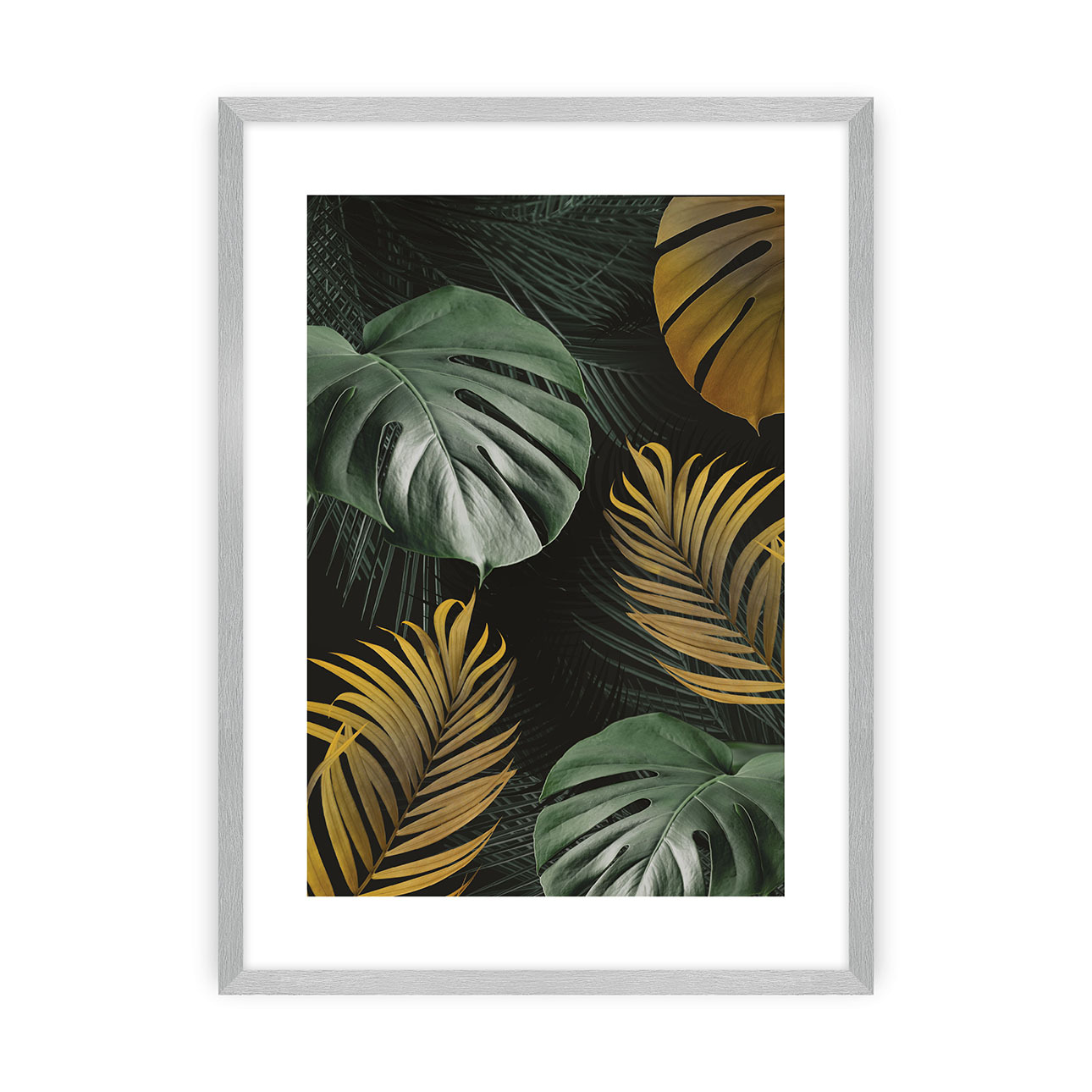 Dekoria Plakat Golden Leaves I, 21 x 30 cm , Ramka: Srebrna