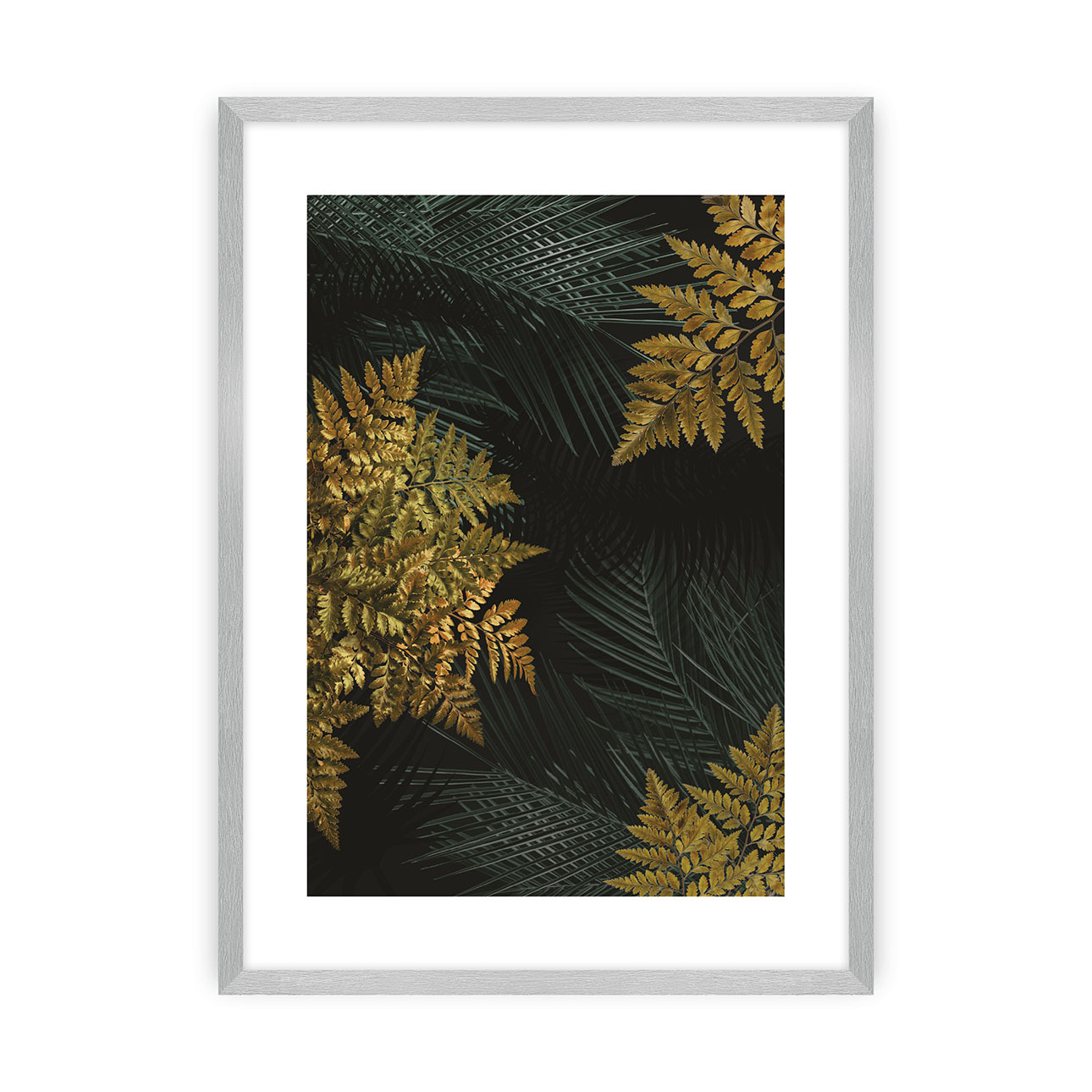 Poster Golden Leaves II, 30 x 40 cm, Ramka: Srebrna günstig online kaufen