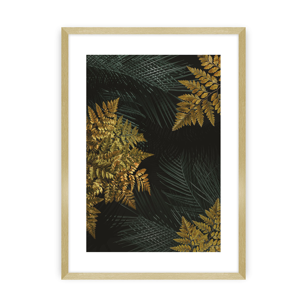 Poster Golden Leaves II, 40 x 50 cm, Ramka: Złota günstig online kaufen