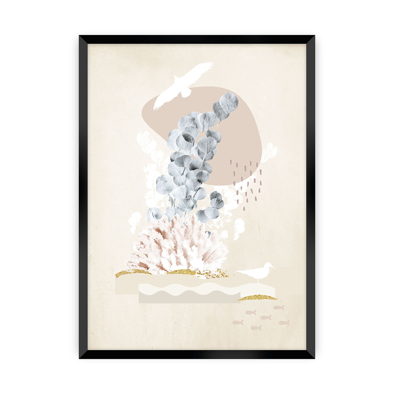 Poster Beige Abstract I, 21 x 30 cm, Ramka: Czarna günstig online kaufen