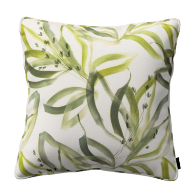 Gabi piped cushion cover, white-green, 144-89, 45 x 45 cm (18 x 18