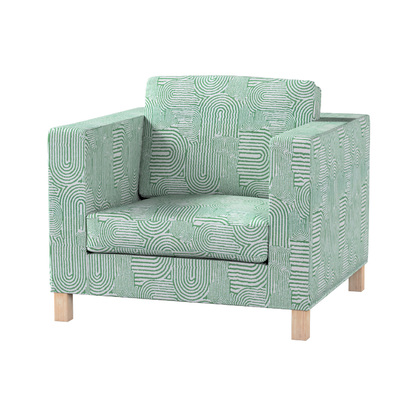 Karlanda armchair cover, mint-ecru, 144-81, 90 x 87 x 66 cm