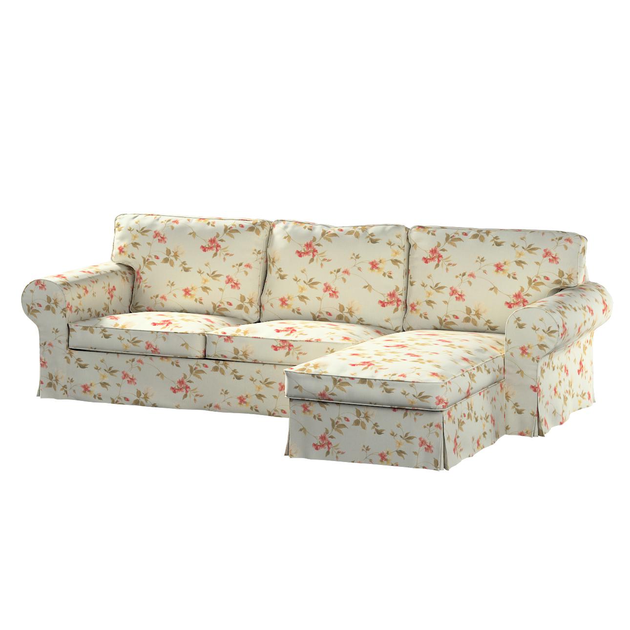Bezug für Ektorp 2-Sitzer Sofa mit Recamiere, blau-rosa, Ektorp 2-Sitzer So günstig online kaufen