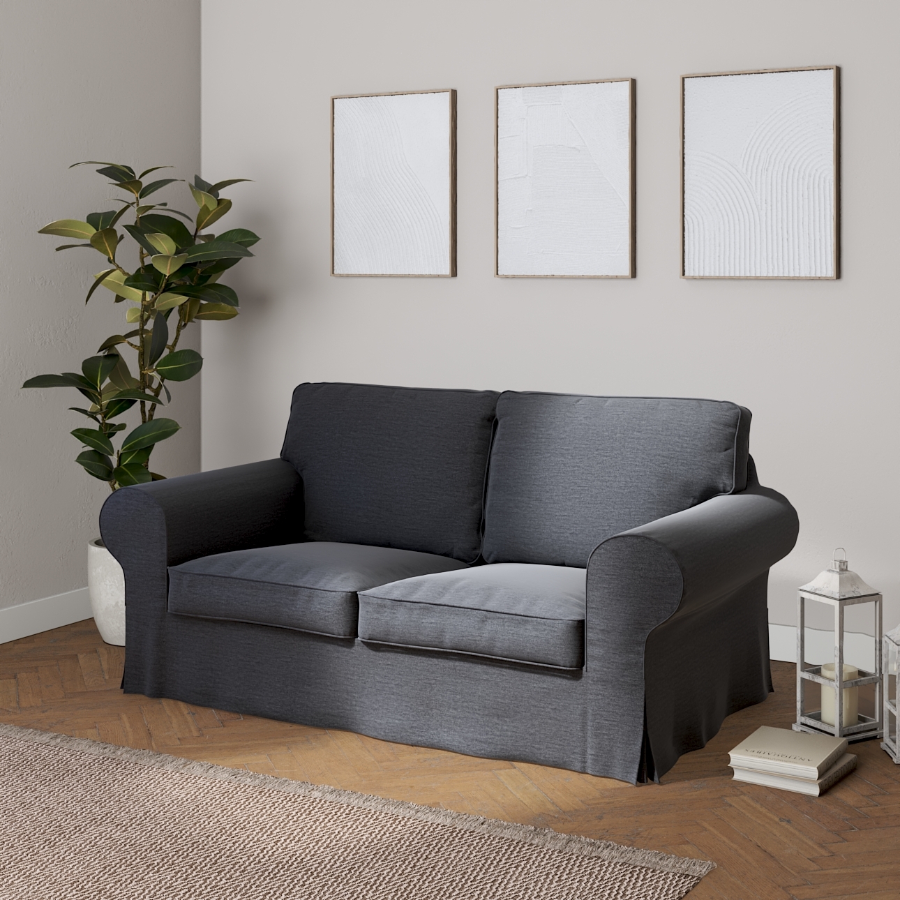 Bezug für Ektorp 2-Sitzer Schlafsofa NEUES Modell, stahlgrau, Sofabezug für günstig online kaufen