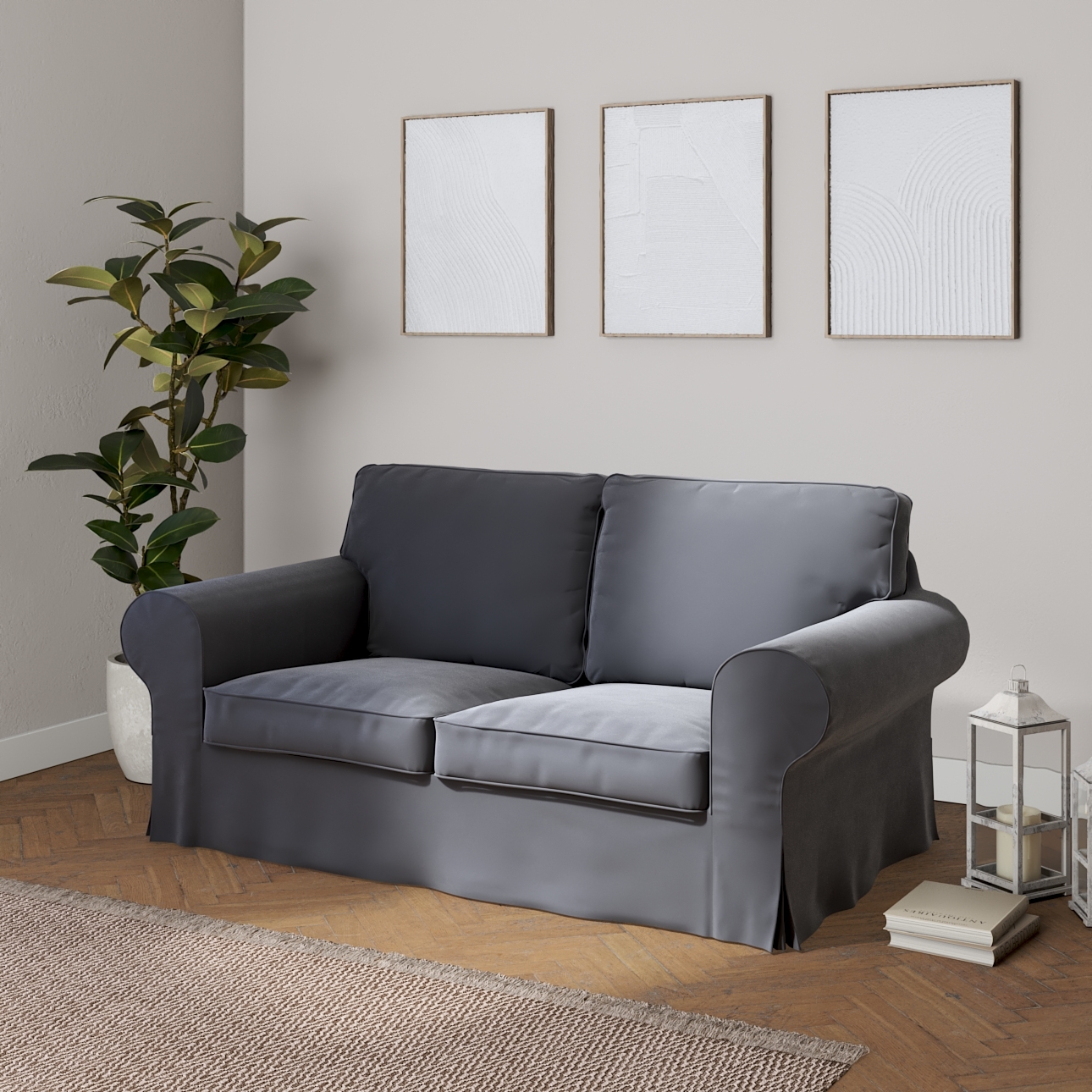 Ektorp 2 seater sofa bed cover for model on sale in Ikea since 2012 graphite grey 704 12 200 x 90 x 73 cm Dekoria