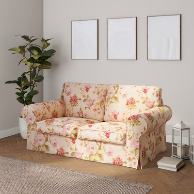 Ektorp 2 seater sofa bed cover for model on sale in Ikea since 2012 cream flowers 143 87 200 x 90 x 73 cm Dekoria
