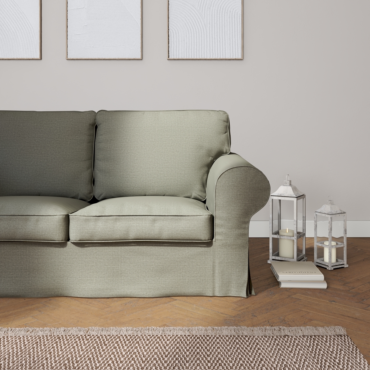 Bezug für Ektorp 2-Sitzer Schlafsofa NEUES Modell, grau-beige, Sofabezug fü günstig online kaufen