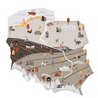 Naklejka Mapa polski beżowa