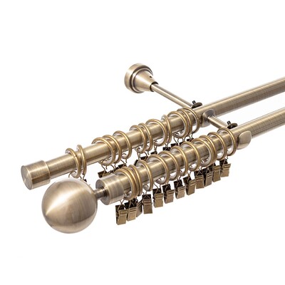 Double curtain rod Elegant antique brass 200cm 200 cm